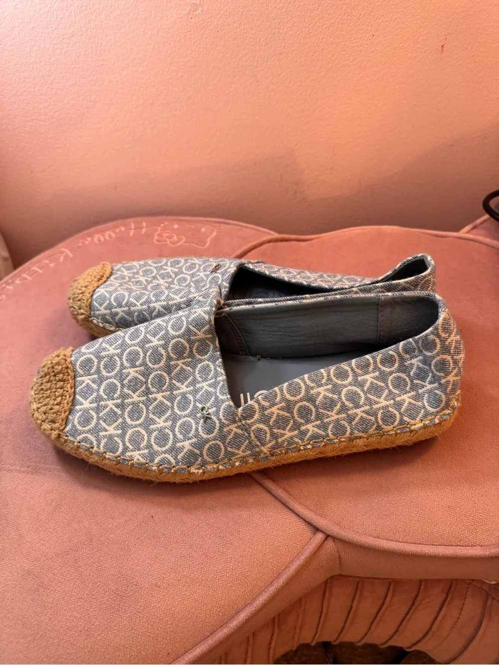 Calvin Klein Blue Monogram Espadrille Flats